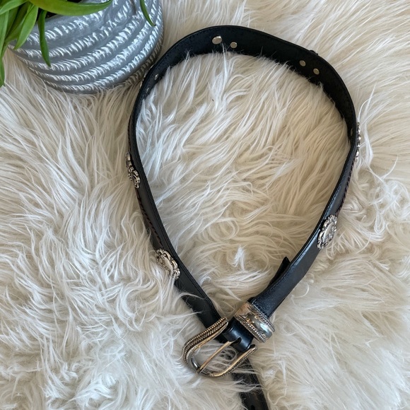 Brighton black leather & silver hardware bee belt - Picture 5 of 7